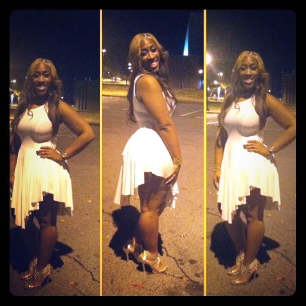 White hi low dress